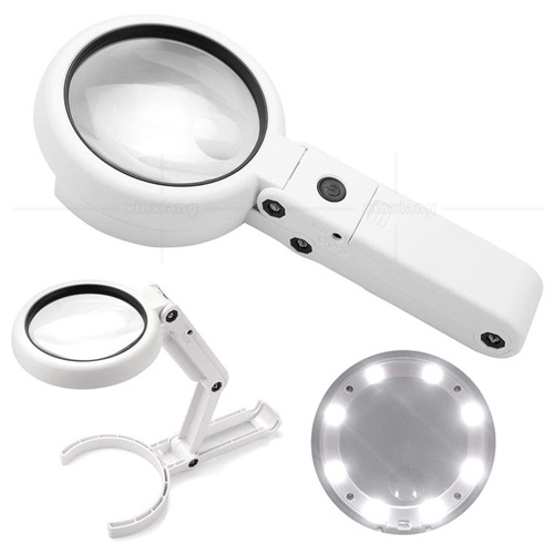 11 times 5 times handheld desktop foldable LED lamp for reading, reading, maintenance, appraisal, collection of jewelry and antiques magnifying glass
