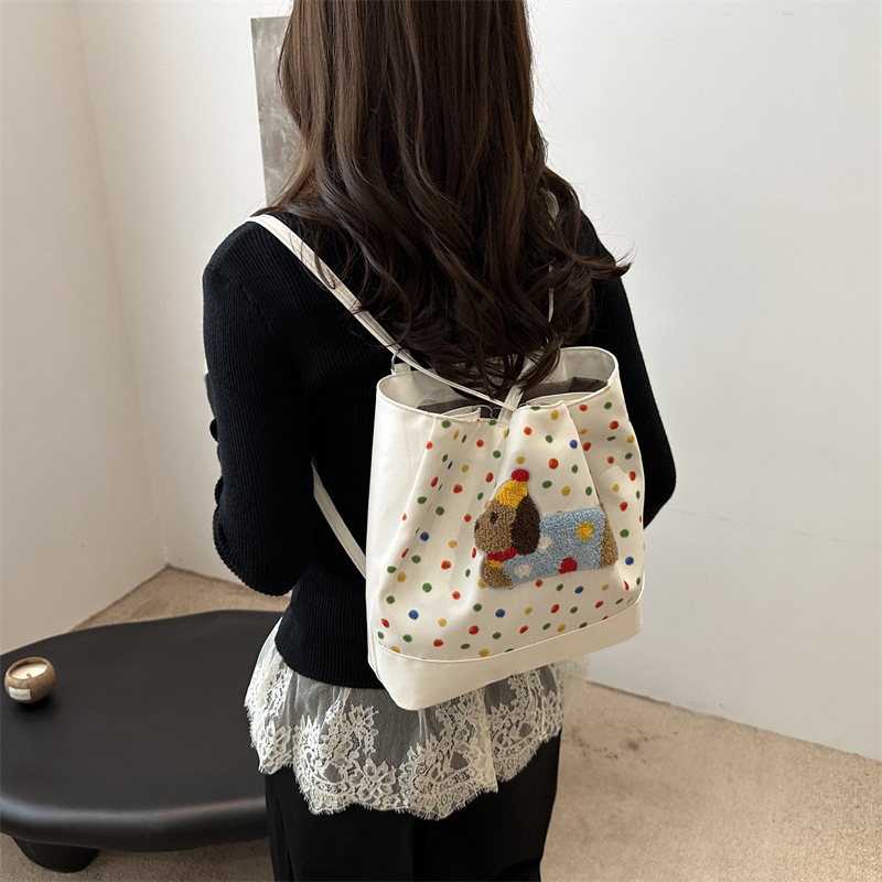 Mochila retro coreana para mujeres 2024 nueva mochila multifuncional de hombro retro de dibujos animados de gran capacidad
