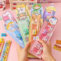 Cartoon Stationery Set Children's Cute Pencil 5-piece Set Holiday Gift Kindergarten Prizes Wholesale School Supplies