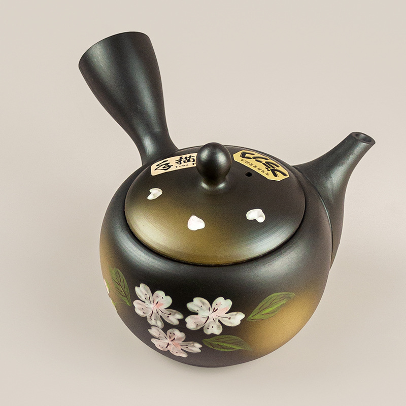 日本进口常滑烧阳春系列侧把急须泡茶壶日式樱花家用滤网功夫茶具