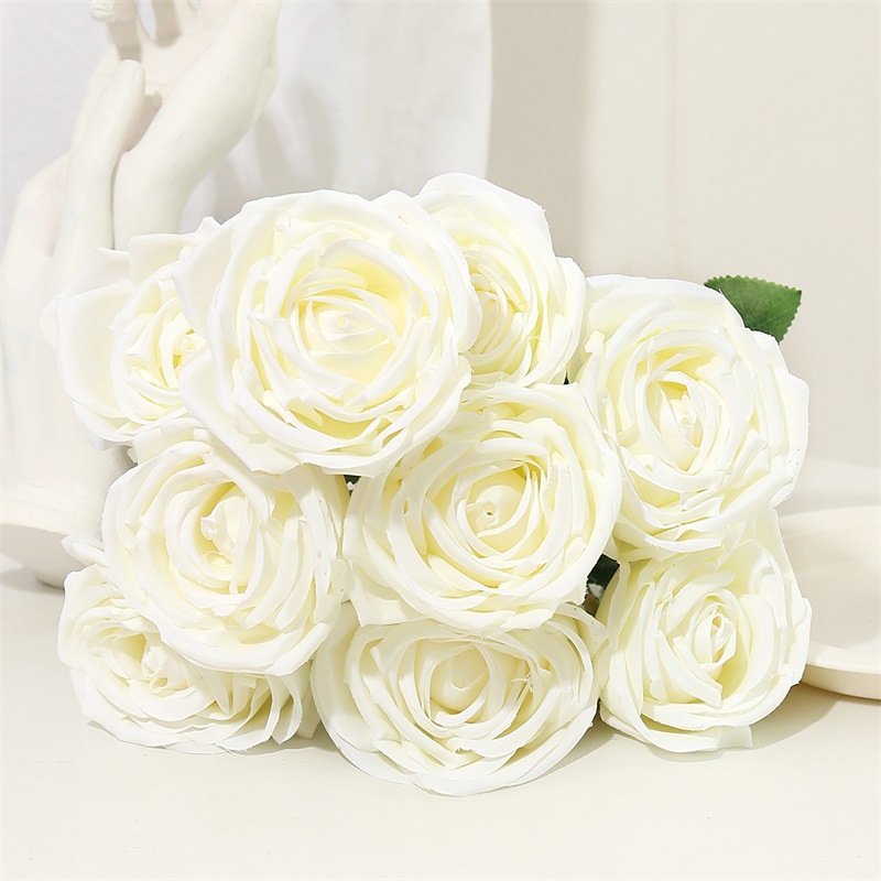 Multi-cabeza rosa artificial falso ramo flor pared de seda floral decoración de la boda manejar rojo naranja diez cabeza nueve cabeza