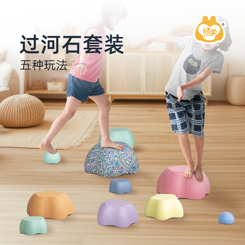 Aprender arco iris a través del río piedra de equilibrio infantil entrenamiento sensorial jardín de infantes puente interior juguete de puzzle