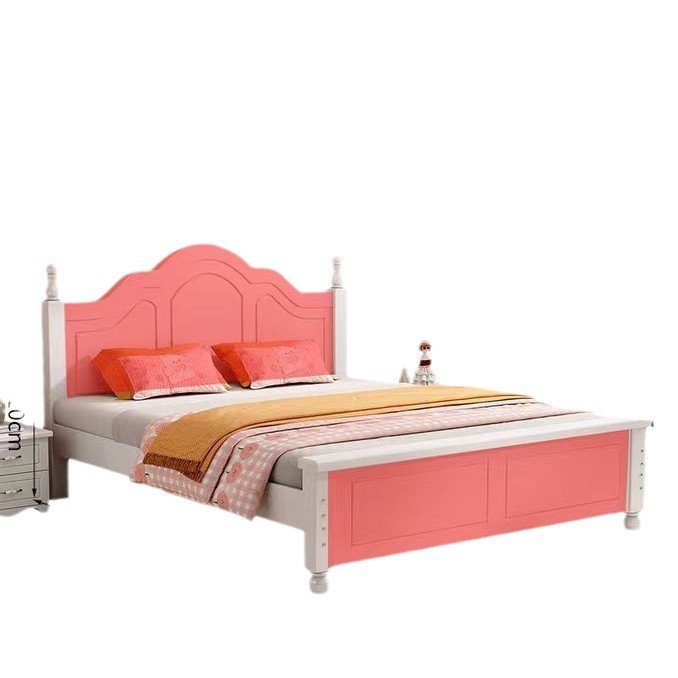 Dormitorio principal moderno y simple cama doble cama de madera maciza cama de alquiler económico cama individual madera maciza