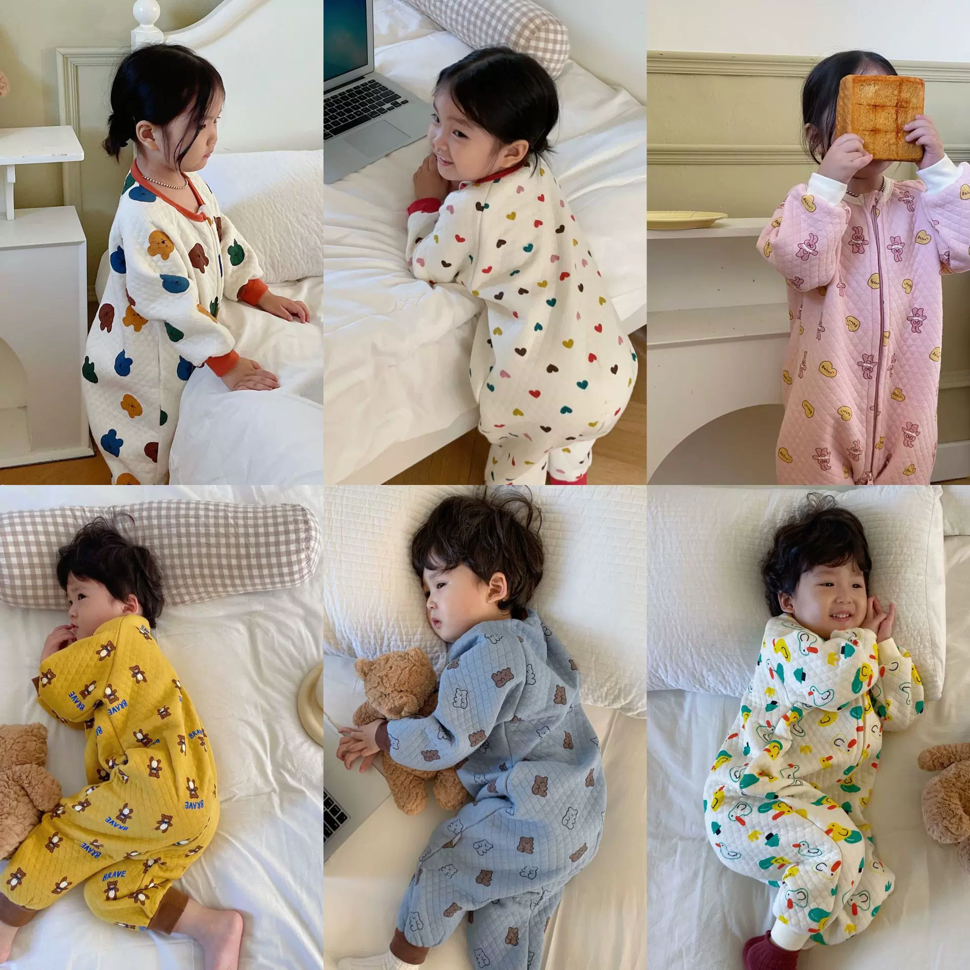 秋冬分腿长袖宝宝防踢被卡通连体爬服睡袋中小儿童保暖家居服睡衣