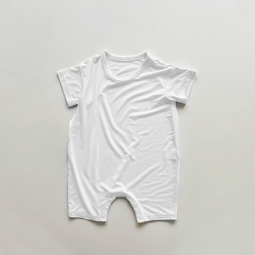 Baby clothes summer soft and waxy modal solid color round neck bag baby summer thin one-piece jumpsuit