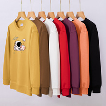 外贸跨境2025韩版新款加绒卫衣女冬季圆领卡通上衣时尚印花女装潮