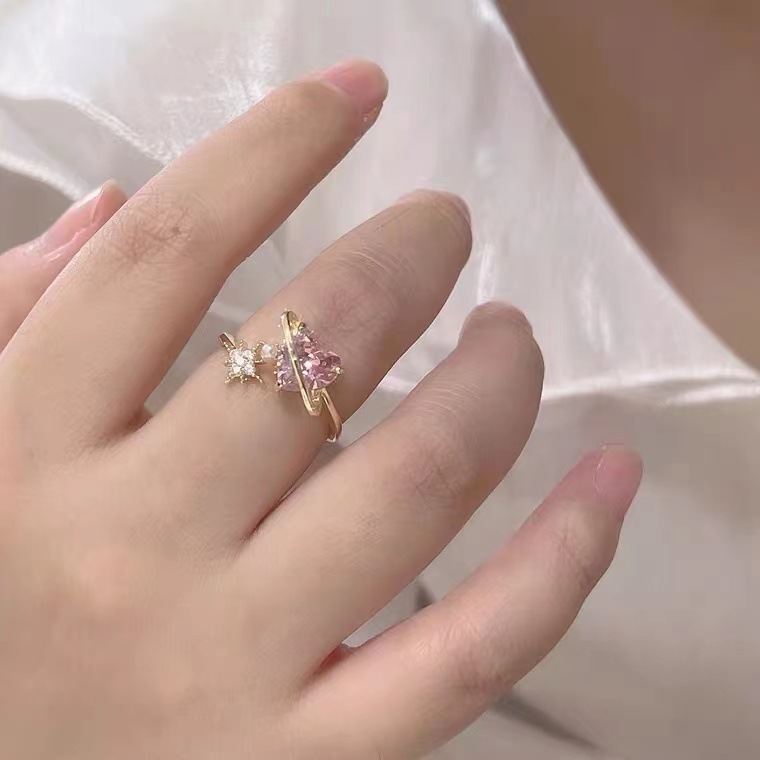 Fashion Simple Style Heart Shape Alloy Plating Inlay Zircon Womenu0027S Open Ring