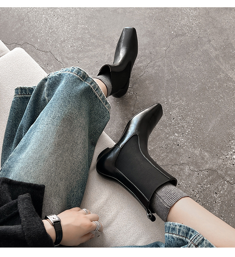 CHIKO Clegg Square Toe Block Heels Ankle Boots