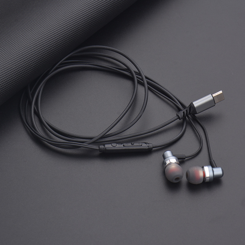 Full Metal Subwoofer Copper Ring Speaker DAC Digital Decoder Type-C Wired Earphones for Samsung Flat Port Wholesale