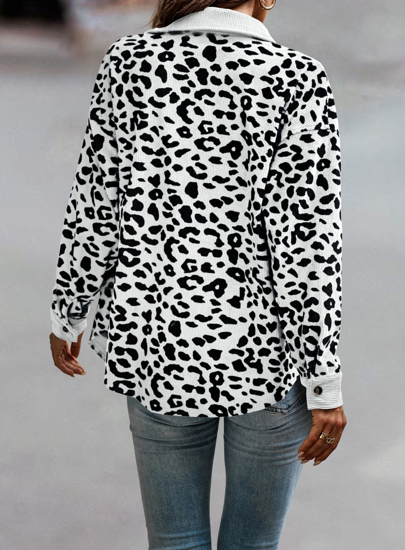 Frau Lässig Leopard Drucken Einreihig Mantel Jacke display picture 5