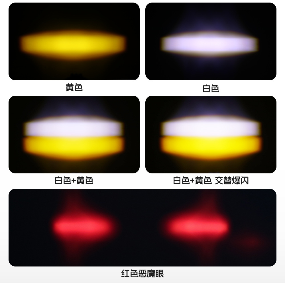 High-Brightness Motorcycle Led White-Yellow Flashing Red Devil Eye Spotlight Electric Vehicle High and Low Beam Paving Headlight Spotlight
