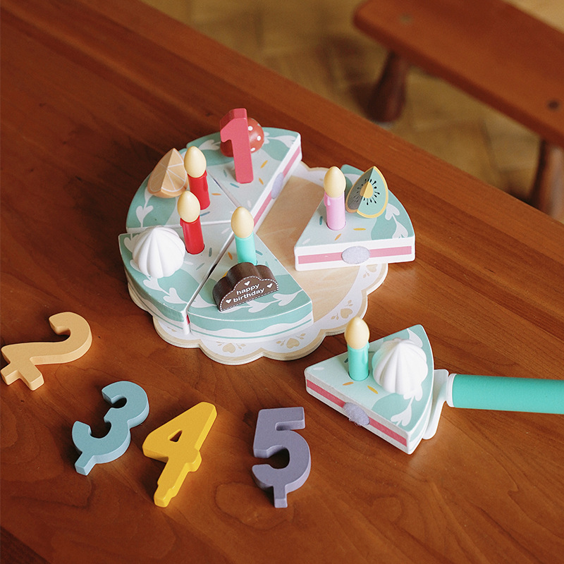 Pastel de cumpleaños jugar a las casitas juguete los niños madera simulación fruta corte música niña niño fiesta cumpleaños
