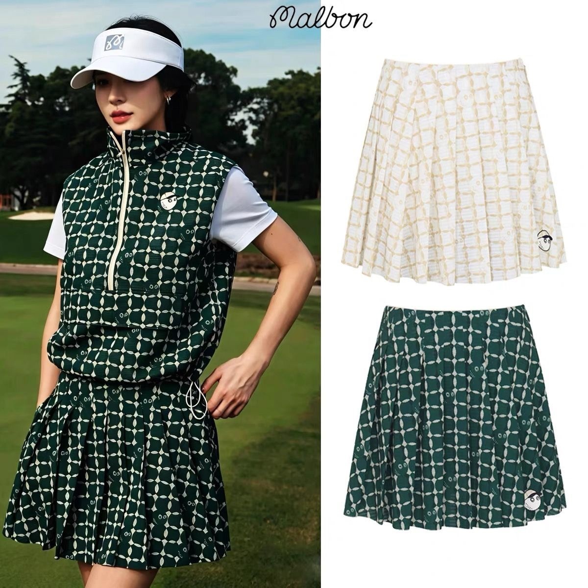 2026 Summer New Korean MALBON Golf Apparel Women's Cool Breathable Casual Pleated Short Skirt