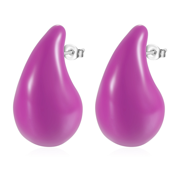 Pendientes de gotas de agua con aceite morado