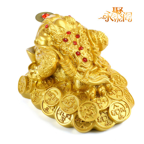IYR7 Gold Toad Statue, Three-legged Gold Cicada, Craft Gift, Home Decor