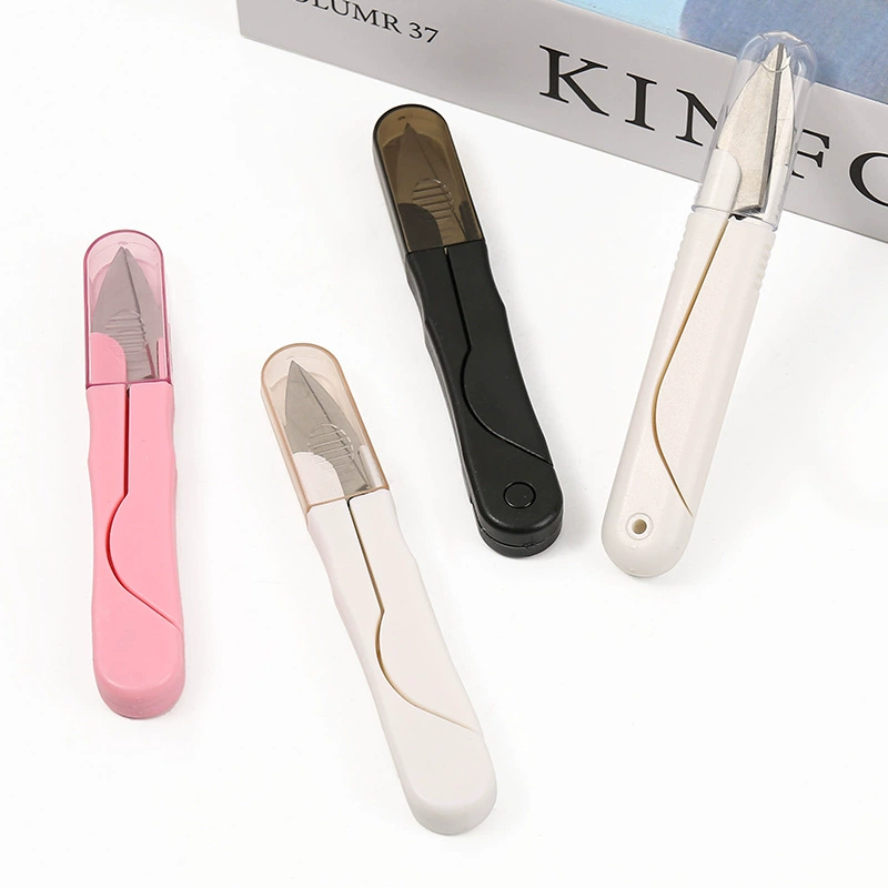 Красочные бытовые маленькие U-образные ножницы с крышкой, безопасные ножницы для вышивки крестиком, ножницы для швейной пряжи, ножницы для ниток ручной работы, ножницы для лески