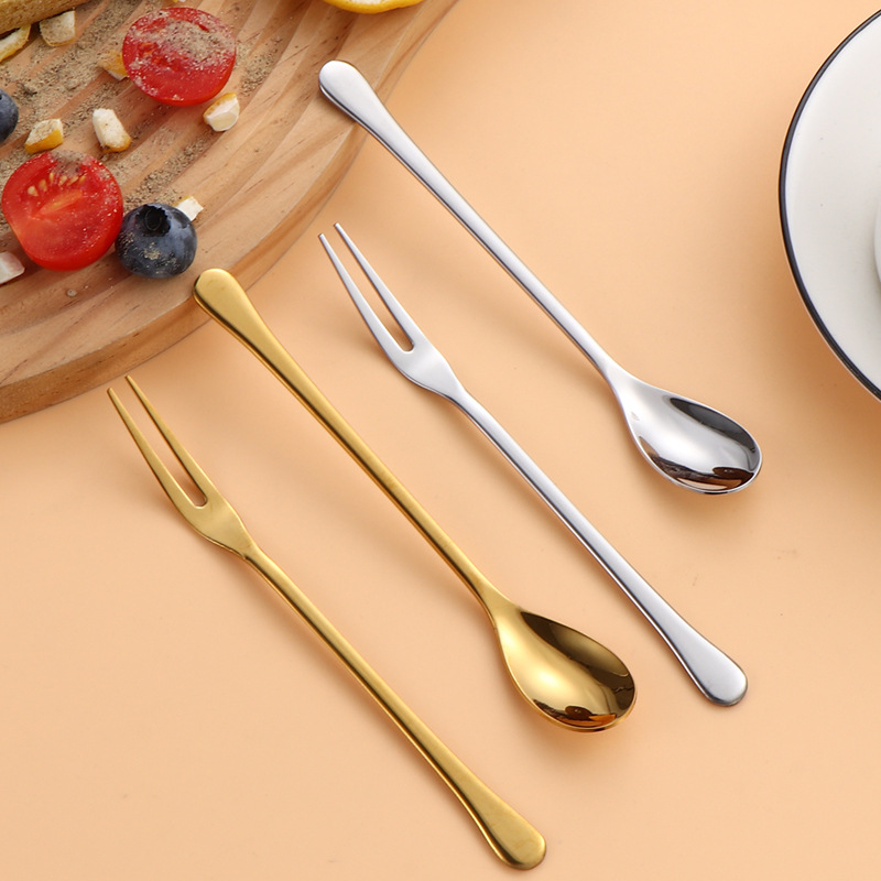 304 horquilla de frutas de acero inoxidable creativa postre de helado cucharada condimento de café miel horquilla de pastel de luna