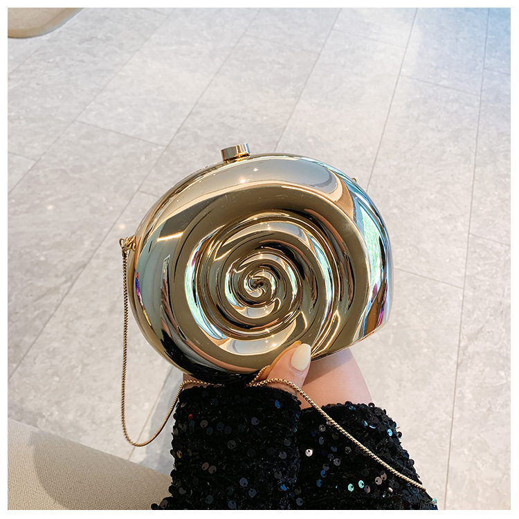 Nueva bolsa de cena de mujer creativa caracol concha de acrílico bolsa de mano personalidad brillante bolsa de noche