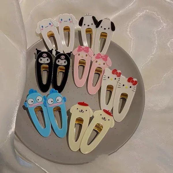 in stock wholesale new cartoon cute sweet girl acrylic duck bill clip side bangs broken hair hollow clip hair