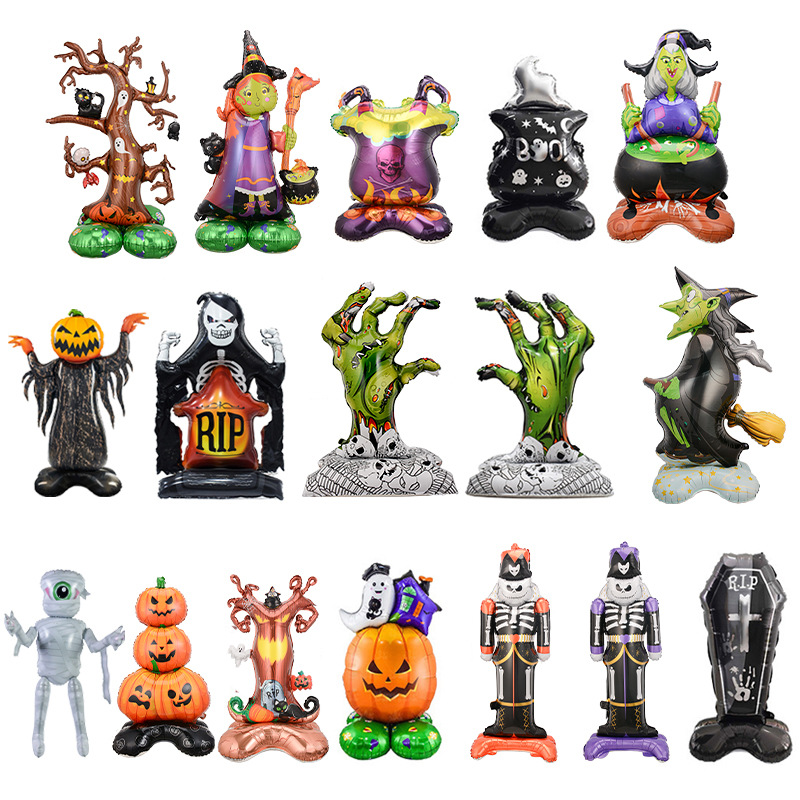 Halloween μπαλόνι τρισδιάστατο μπαλόνι στήλη φάντασμα δέντρο μάγισσα επιτύμβια όρθια βάση μπαλόνι μεμβράνης αλουμινίου_voghion.com