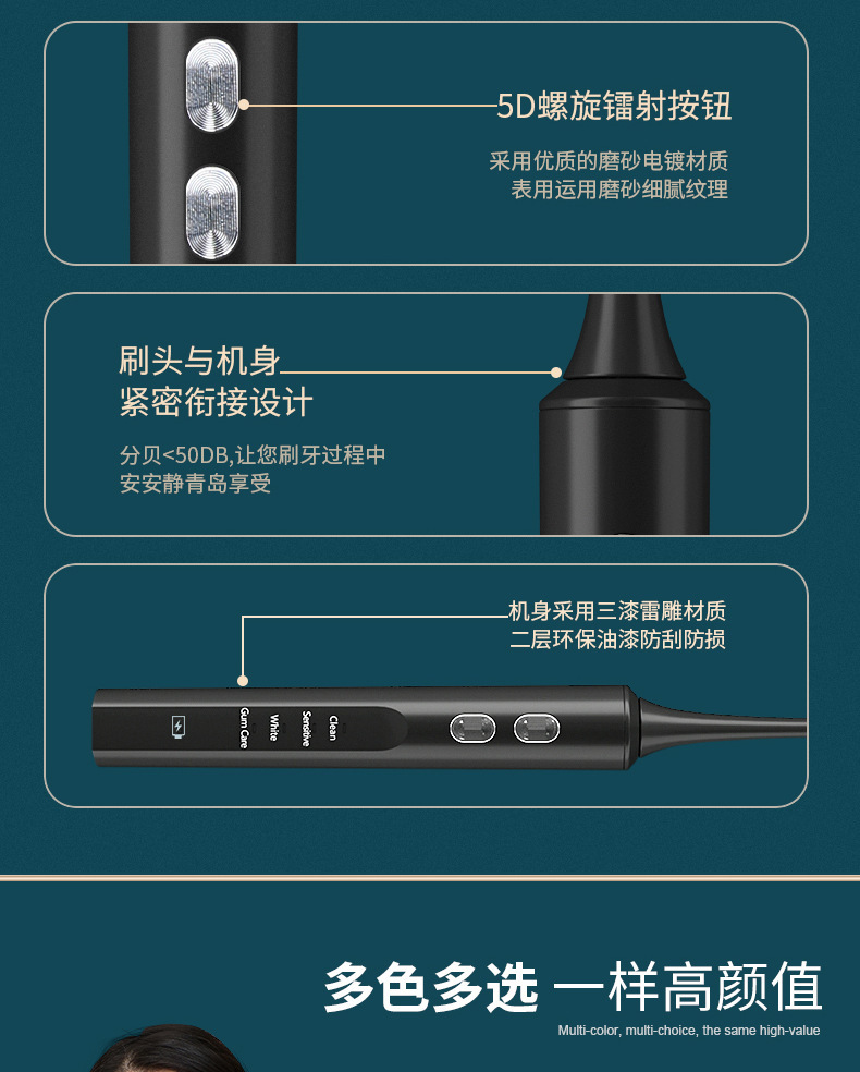 智能感应式无线充电防水声波电动牙刷成人家用磁悬浮软毛儿童牙刷详情18