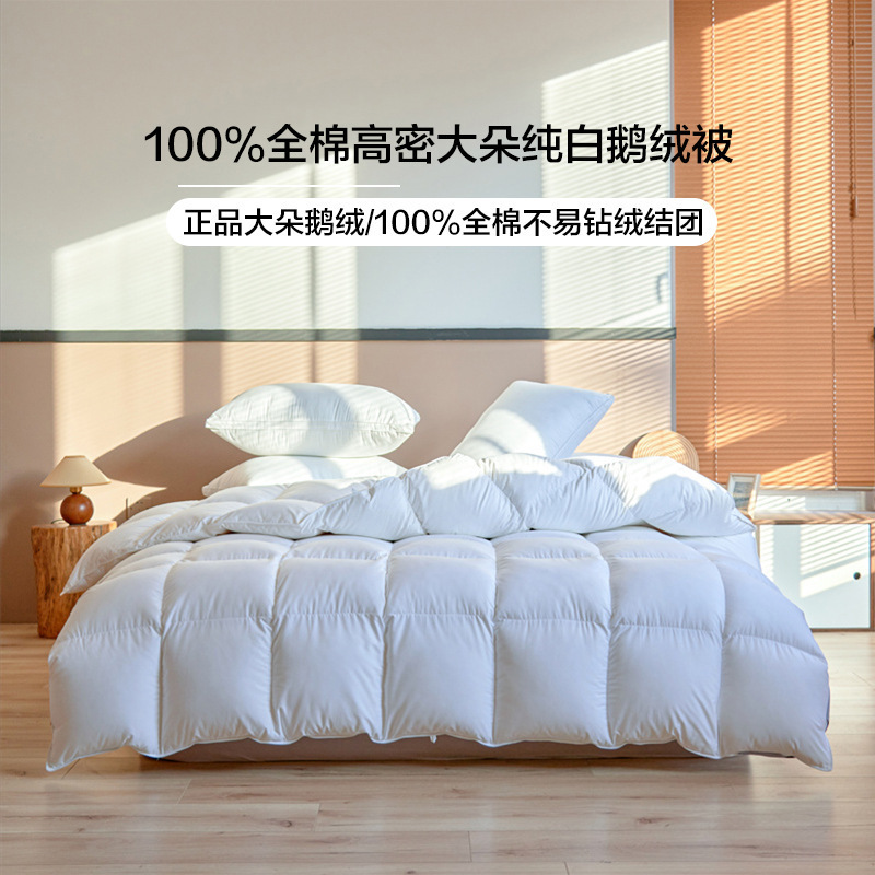 100% Cotton White Goose down Quilt, White Duck down Quilt Core, Spring, Autumn, and Winter Quilt, 70% down Content, High Cost-Performance Ratio