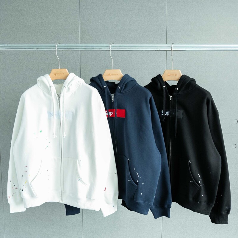 Cross-border e-commerce: High-quality Sup × MM collaboration, featuring a splash-ink pattern, zip-up hooded sweatshirt, unisex Cross-border e-commerce: High-quality Sup × MM collaboration, featuring a splash-ink pattern, zip-up hooded sweatshirt, unisex