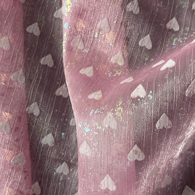 Nuevo tipo de tela de malla de algodón estereoscópico blanco fantasía amor tela de malla vestido tela de vestido