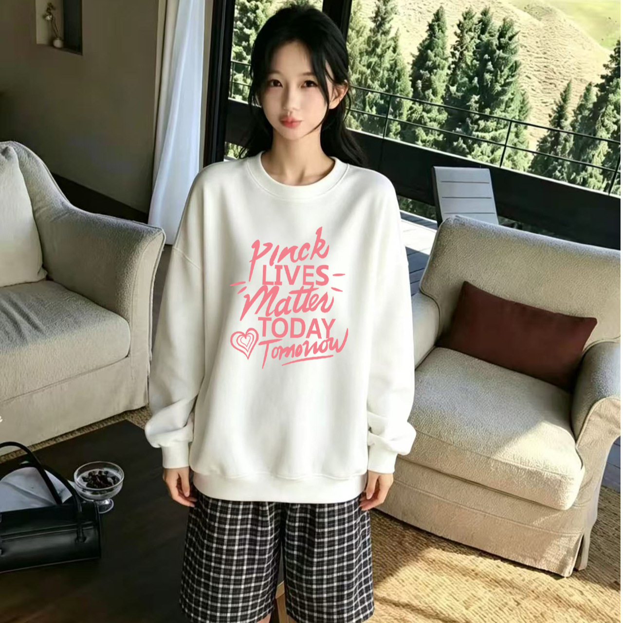 Hooded gray casual sweatshirt for men and women, autumn/winter 2026 new style, fleece-lined, loose fit, trendy top