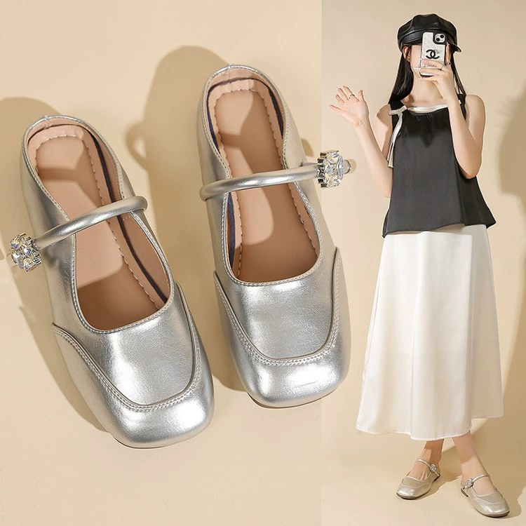 Женские полусапожки Баотоу, лето 2025, ретро-французский стиль, сандалии с юбкой, квадратный носок, плоские, без застежек