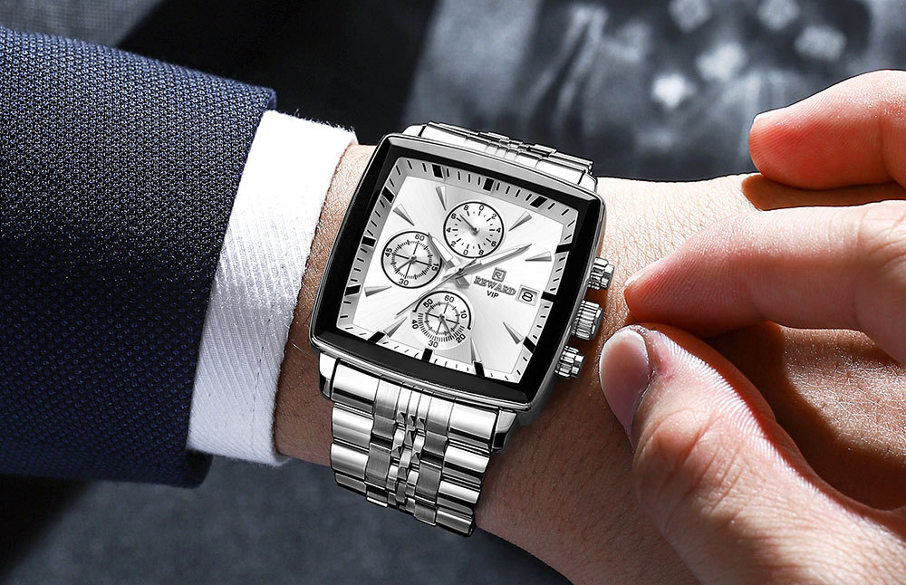 Neue Uhr Reward High-End-Smart-Herrenuhr, Multifunktions-Timing, Energie, Business-Herrenuhr, wasserdicht, Nachtlicht, Kalender, solides Stahlband_voghion.com