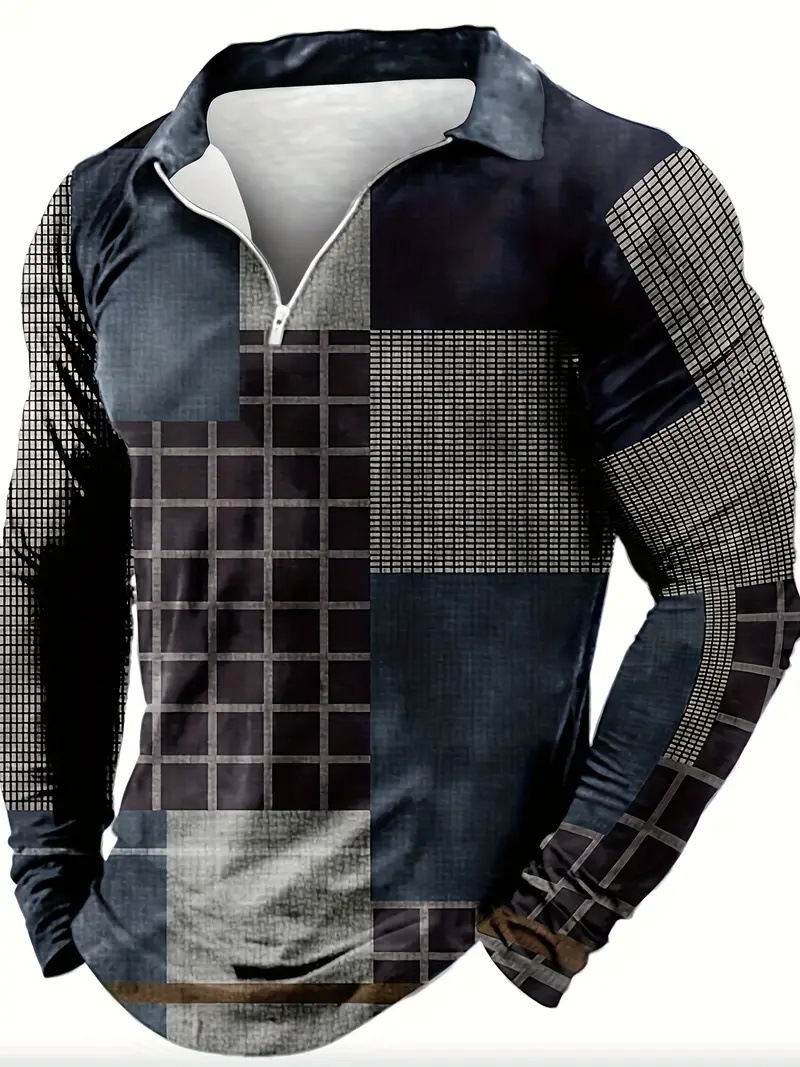 Camisa POLO de manga larga clásica de todo fósforo para hombre otoño nuevo suéter cálido con cremallera MB14