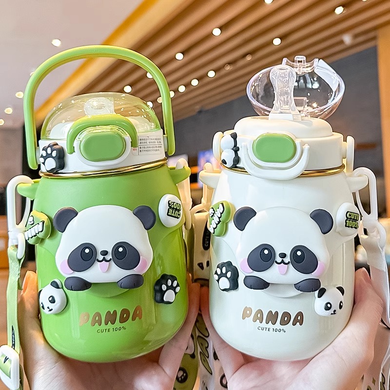 Taza de aislamiento para niños Panda, taza de gran capacidad, taza de paja de alta calidad para estudiantes de escuela.