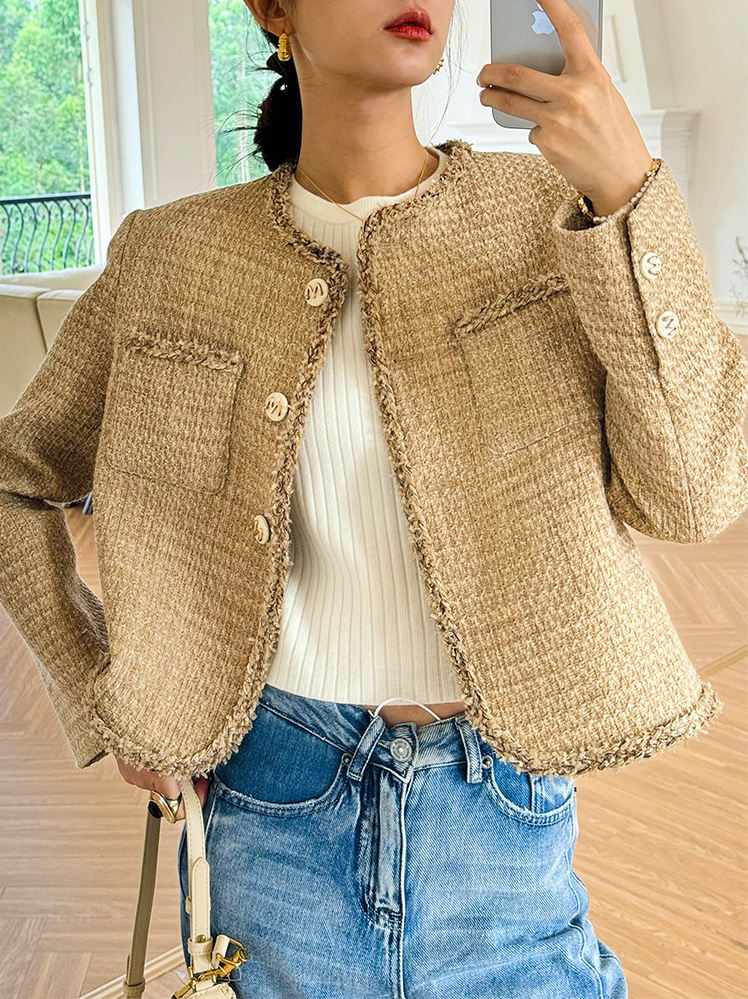 Autumn and Winter New French Design Sense Celebrity Fragrant Style Coat Women's Long Sleeve Wool Short Coat Shenzhen Nanyou Women's Clothing