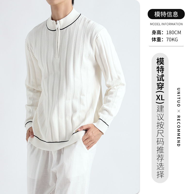 Lujo ligero para hombres de cuello medio alto polo polo polo de alto nivel de negocios suéter casual jersey polo