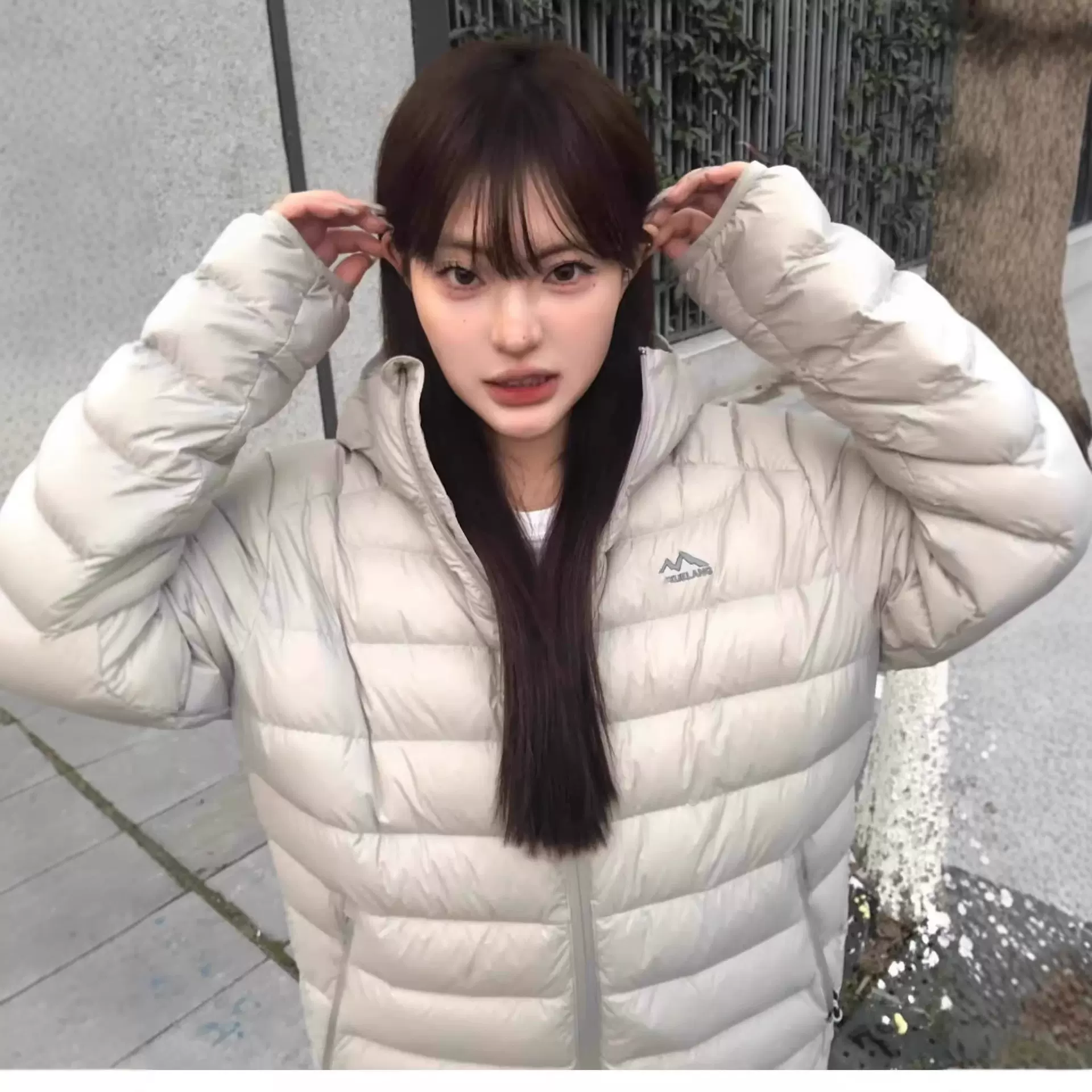 棉衣女短款轻薄细格横纹运动休闲连帽防寒服外套男女同款情侣棉服