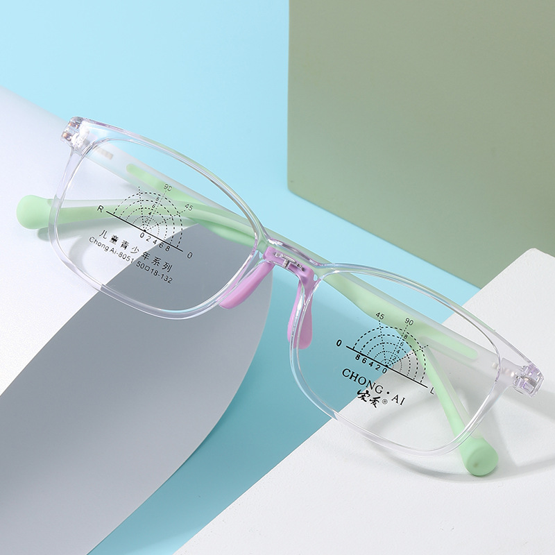 New silicone children's blue light blocking glasses, stylish flat-top glasses frame for kids, protective eyewear for children