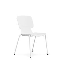 四脚弓形椅子白色背板塑料实心钢筋椅子办公室会议椅简约公寓椅子