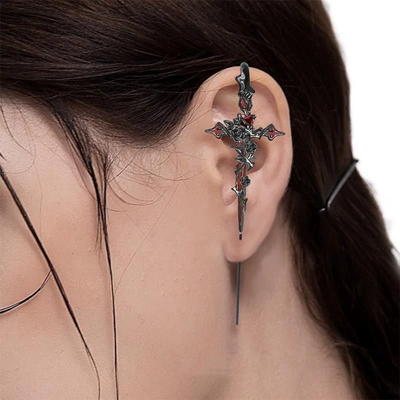 2025 горячие новые изделия Thorn Series Cross Earrings Sweet and Cool High-end Earrings Niche Dark New Ear Needle