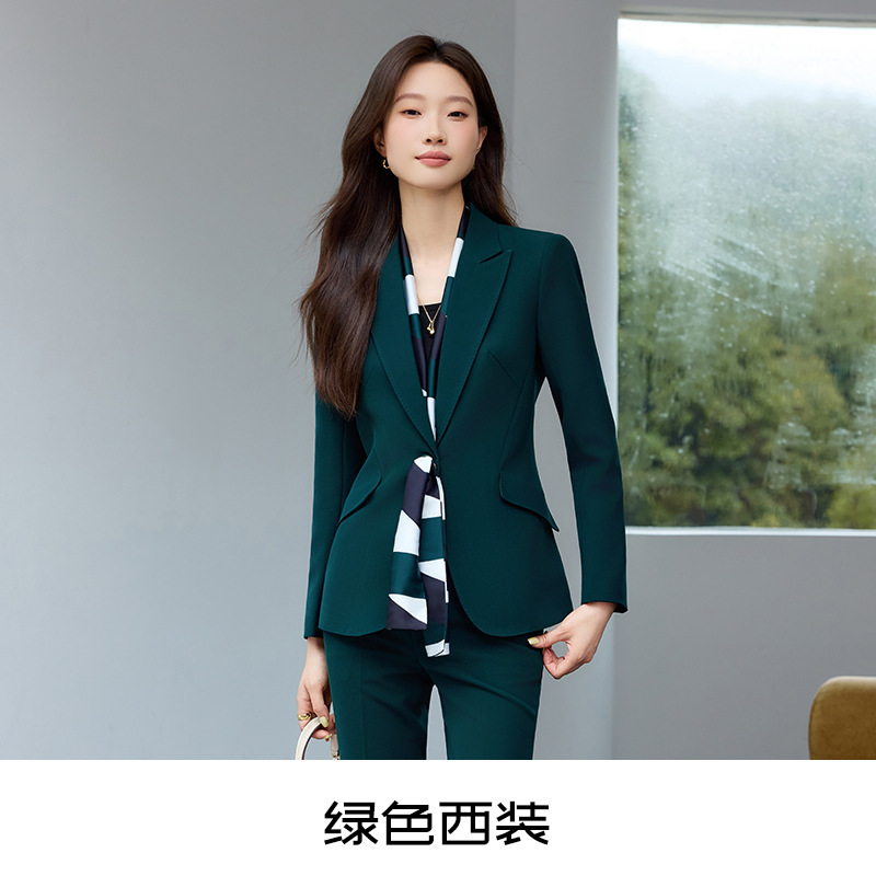 气质高级感黑色小西装外套女修身微喇裤职场女士干练商务西服套装|undefined