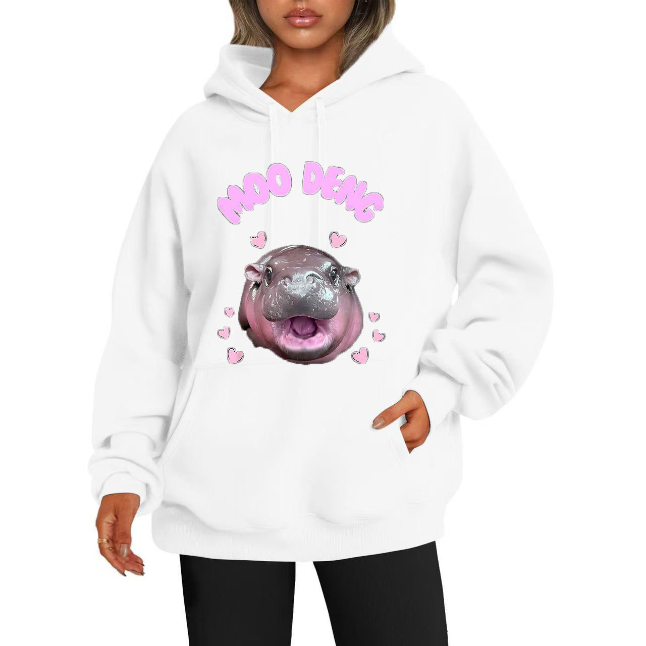 moo deng different couples' sweater spring and autumn 2024 new print high end internet celebrity hoodie_voghion.com