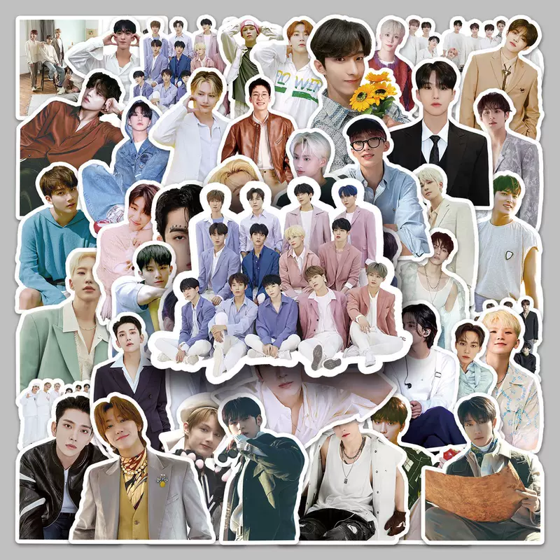 50 мужских групп Seventeen наклейки на телефон Korean звезда окружающий Cup Sticker карманная наклейка набор стикеров