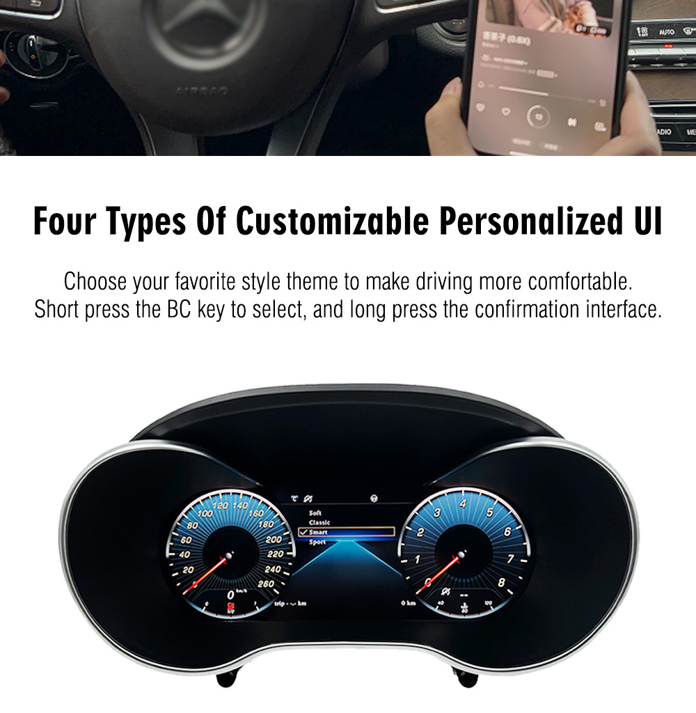 Suitable for 15-17 mercedes benz c-class/GLC with screen Carplay mobile phone interconnection old to new full LCD instrument