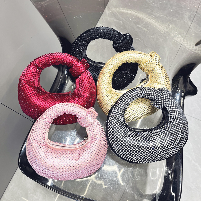 2025 New Cross-border AliExpress SHEIN Design Same as TEMU Knot Rhinestone Ladies Full Drill Bag Handbag