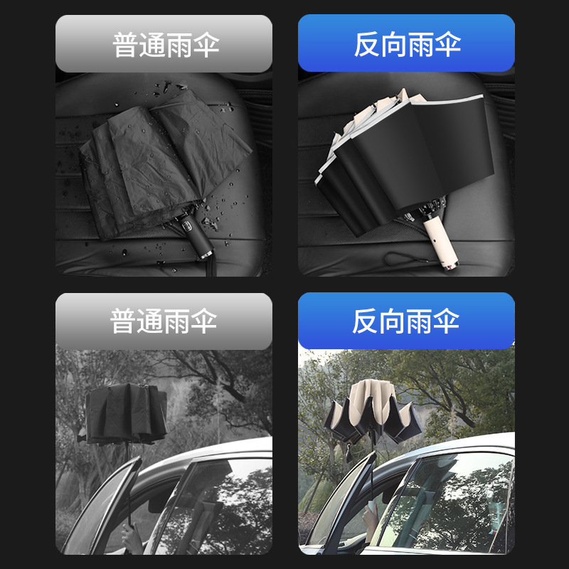 逆全自動傘折り畳みledランプ晴雨両用日傘日焼け止め紫外線防止男女日傘|undefined