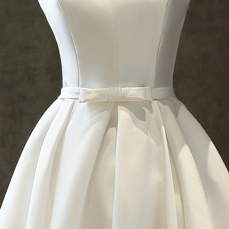 Evening Dress 2025 Spring New Women's Simple Medium Length Banquet Travel Photography Satin Studio White Dress_ecoleips.com