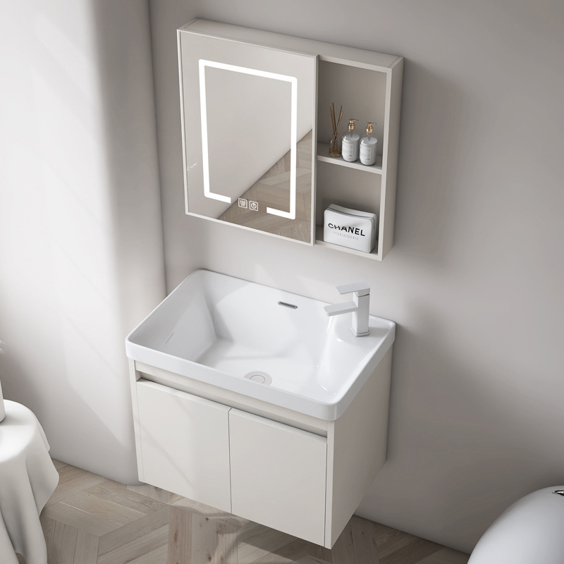 Color crema más profundo espacio gabinete de baño de aluminio tipo pequeño gabinete de lavabo combinado en un lavabo lavabo gabinete lavabo