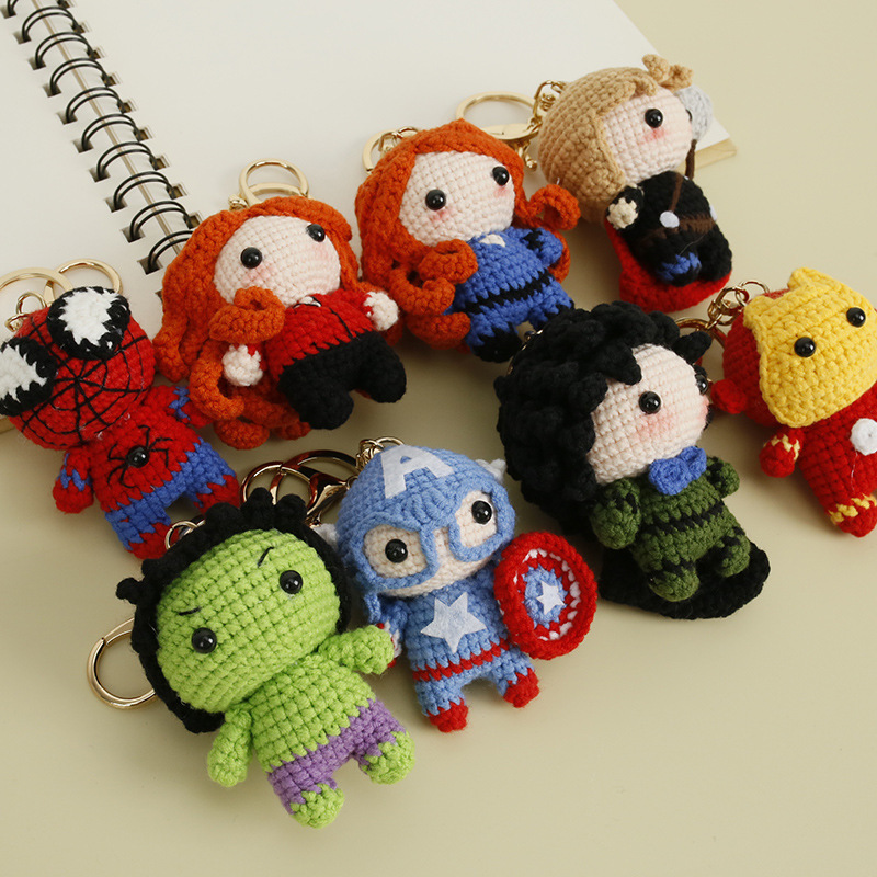 Hero Series Cartoon Handmade Woven Doll Weaver Wool Crocheted Cartoon Doll Pendant Handmade Finished Product