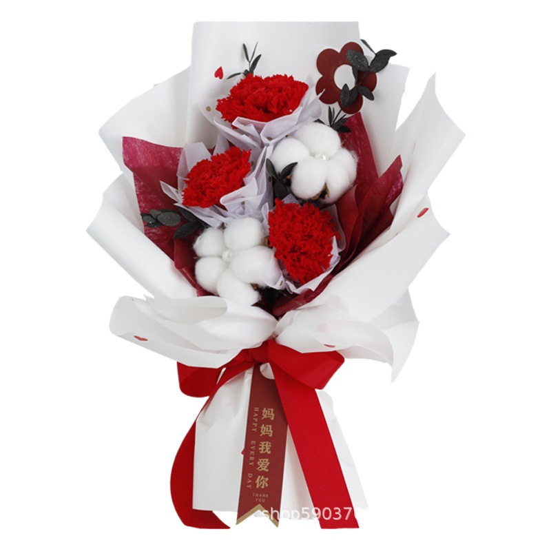 Ramo de Flores Preservadas, Claveles Reales para Regalo de Cumpleaños de Profesor, Día del Maestro, Ramo de Claveles Preservados al por Mayor