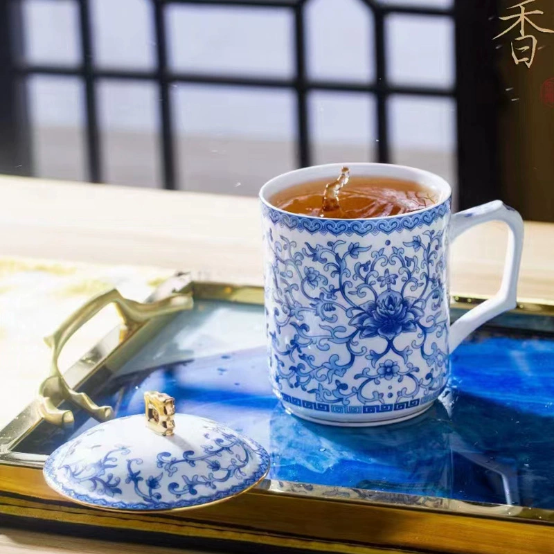 BRICS meeting blue and white enamel meeting cup office cup enamel tea cup Jingdezhen high temperature ceramics
